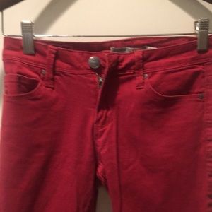 Denim Blvd red zip up skinny jeans with stretch & pockets juniors size 1